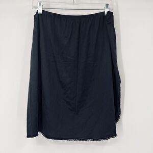 Vassarette Black Half Skirt Satin Slip XL Lace Detail XL